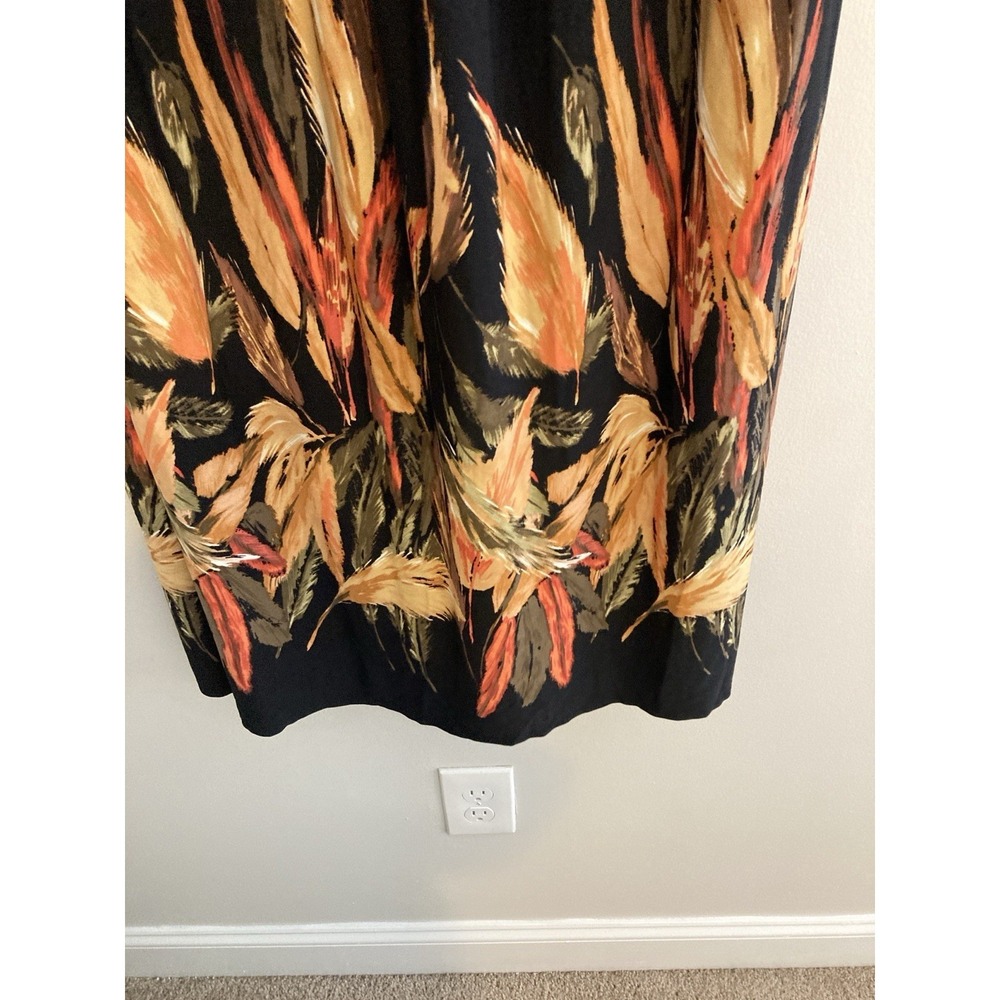 Ronni Nicole Maxi Dress 18W Black Beaded Floral Border Print Plus Flowy Stretch - Picture 4 of 11